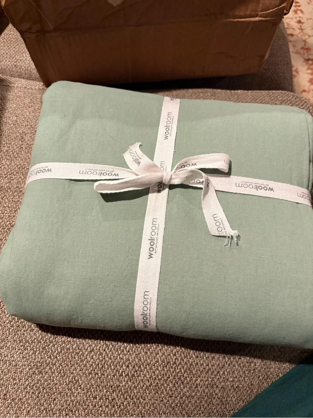 Sage Green Linen/Cotton Duvet Cover - Lightweight Relaxed sz King from Woolroom